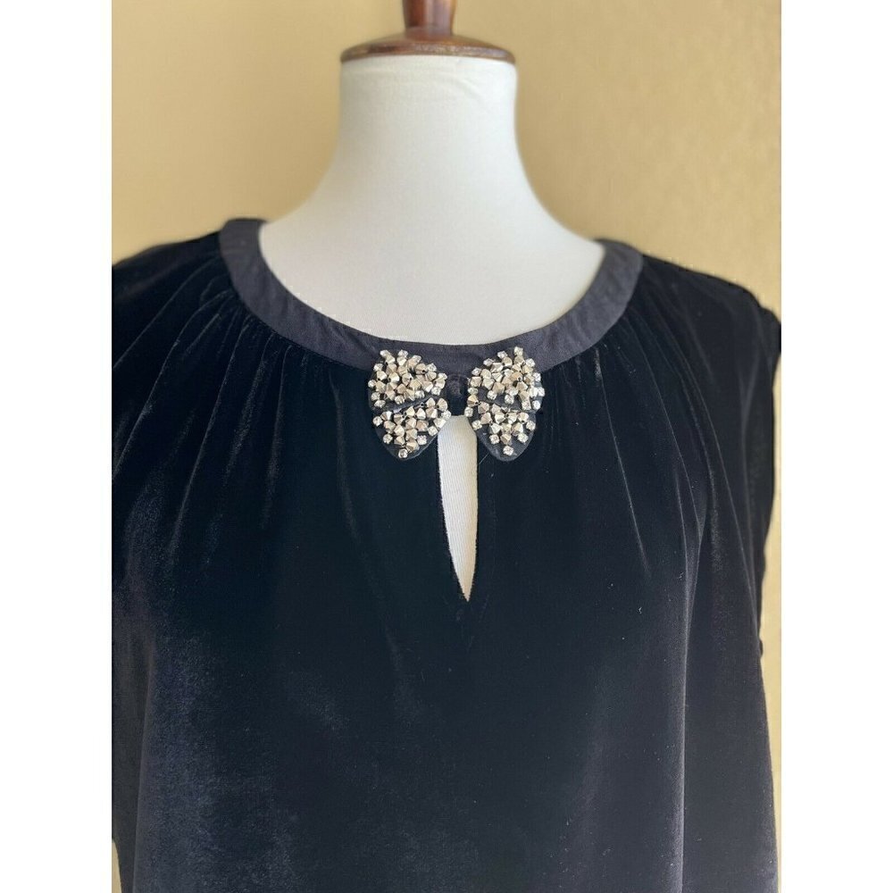 ZARA Woman Black Velvet Studd Keyhole Sleeveless Top Size M - Picture 3 of 10